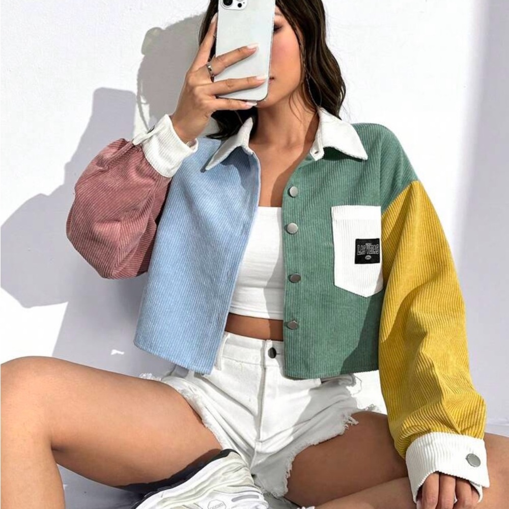 Colorblock Corduroy Jacket